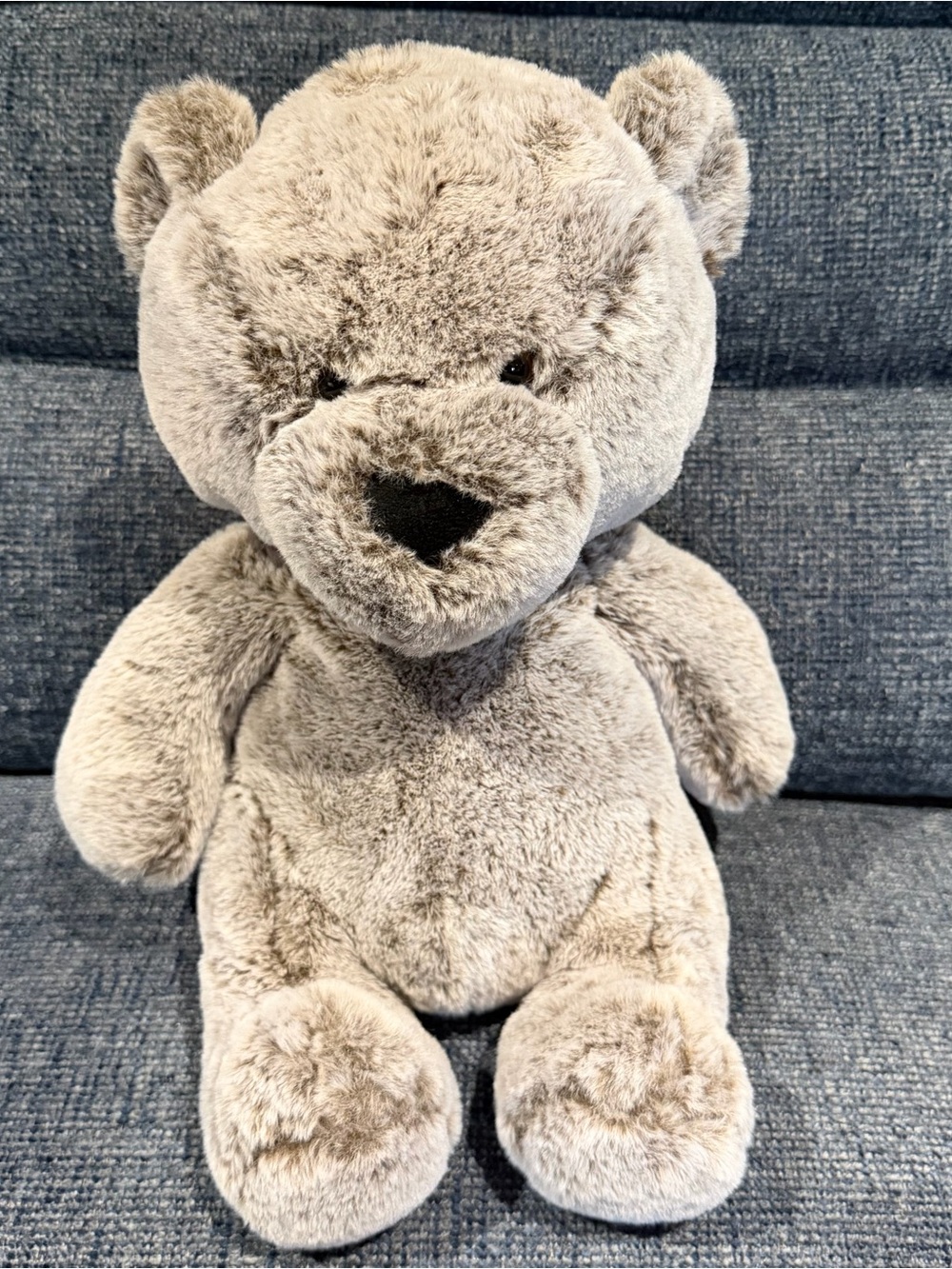 Plush Grey Teddy Bear Stuffed Animal - Soft Cuddly Kids Toy